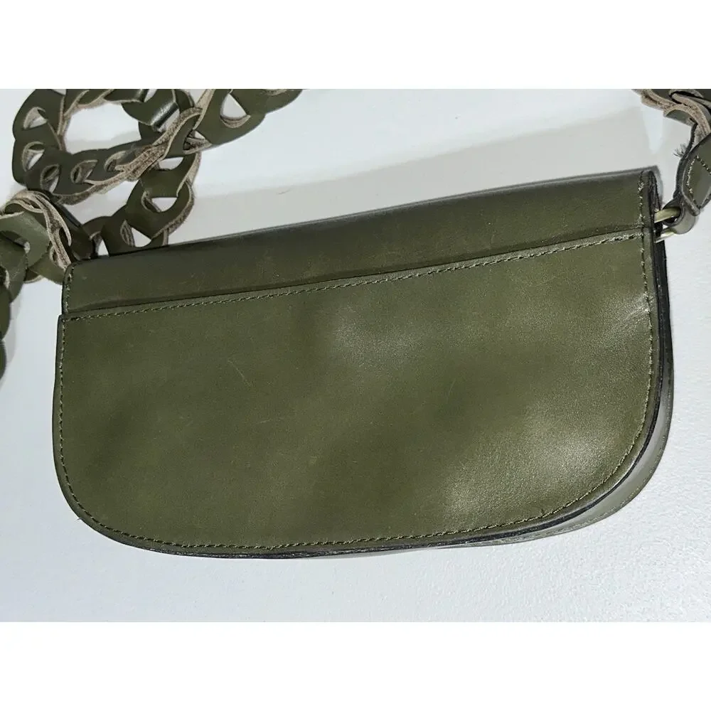 Patricia Nash Vintage Leather Chelsey Chainlink Olive Green Crossbody